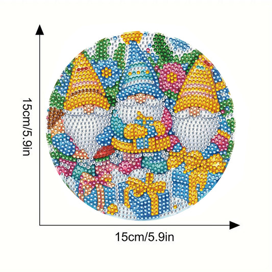 4 PCS Christmas Gnome Diamond Painting Placemat Kit for Home Kitchen Parties