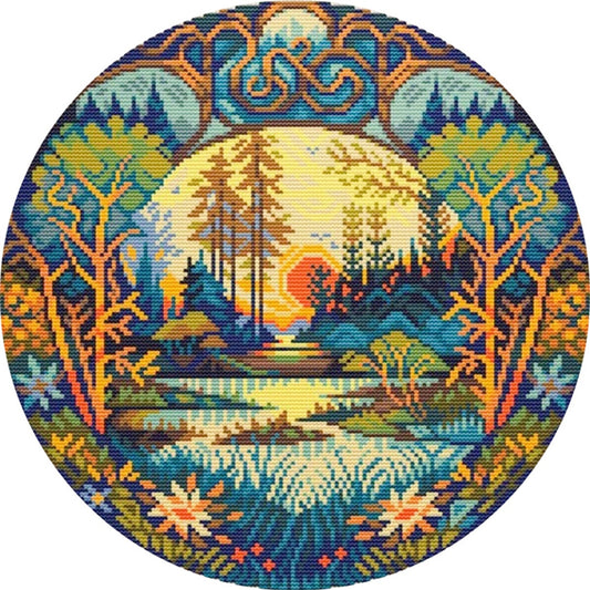 Lake - 18CT Stamped Cross Stitch 25*25CM