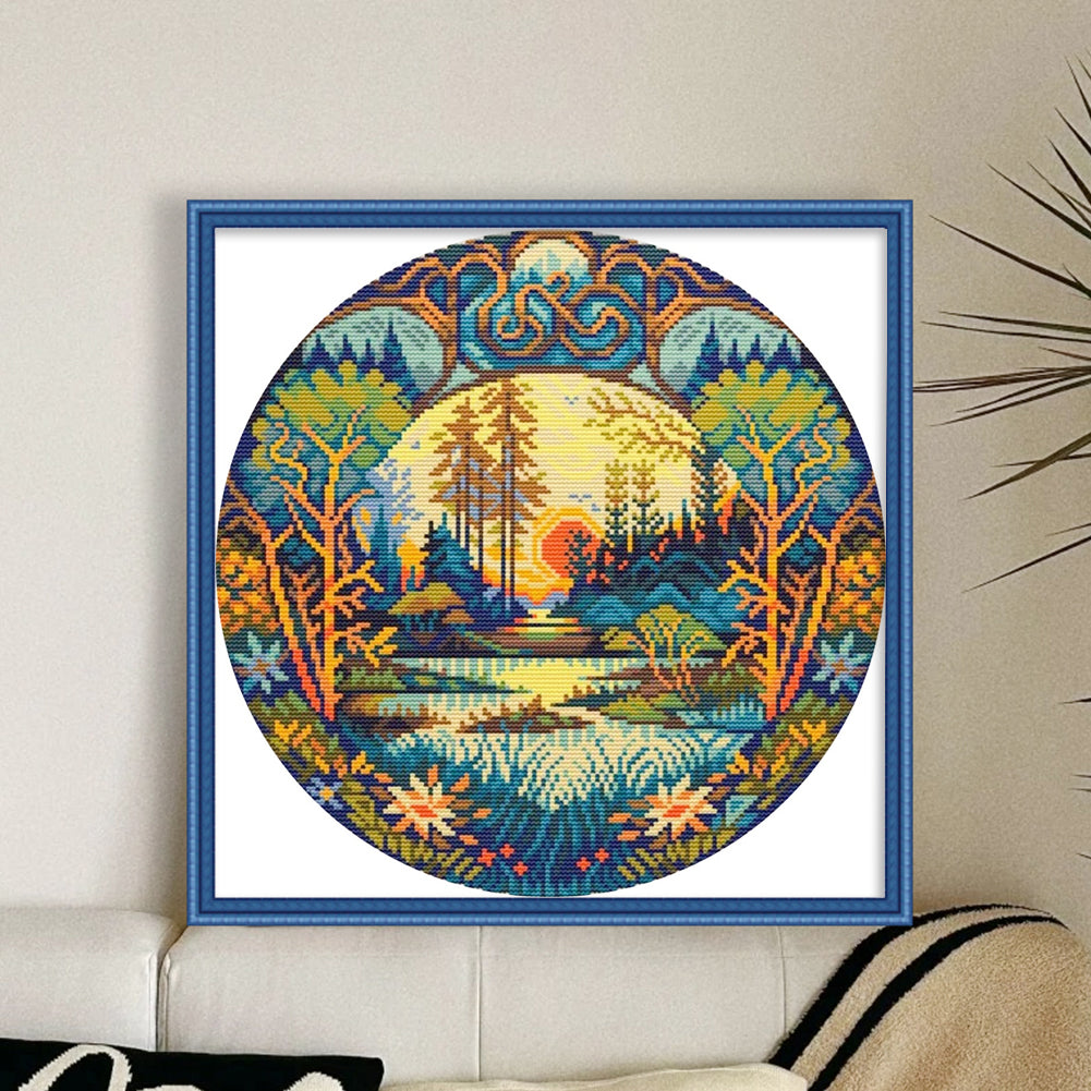 Lake - 18CT Stamped Cross Stitch 25*25CM