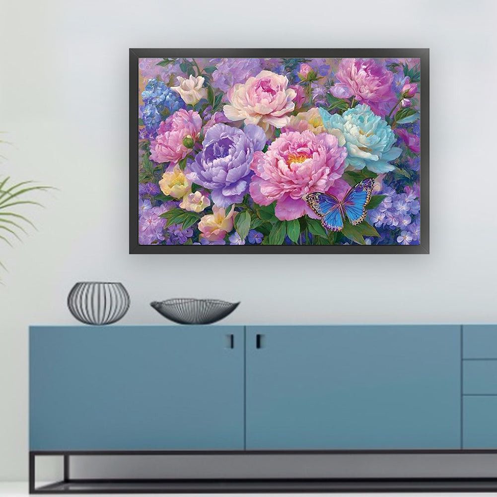 Flowers And Butterflies - 14CT Stamped Cross Stitch 60*40CM