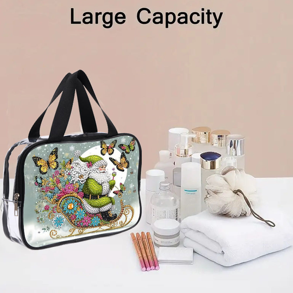 DIY Santa Claus Diamond Painting Bling Rhinestone Makeup Bag Large Storage Bag Christmas