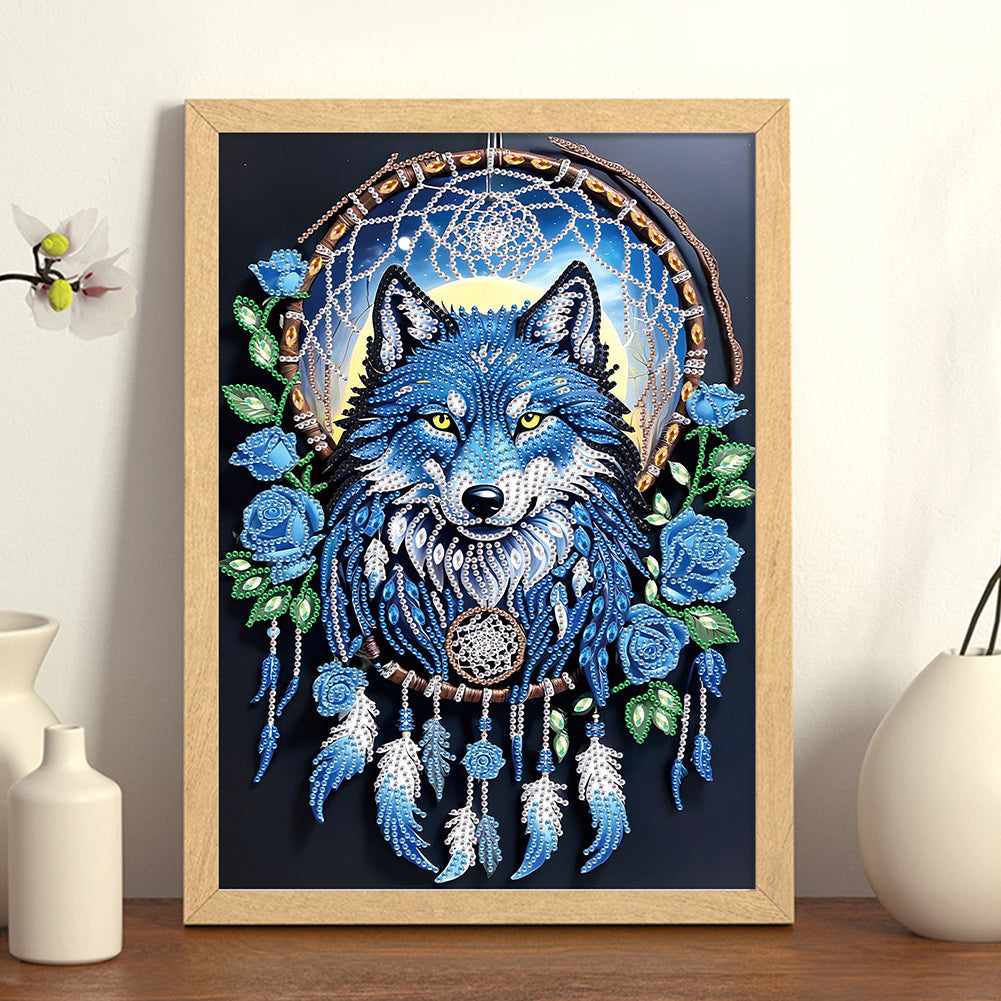 Dreamcatcher Wolf - Special Shaped Drill Diamond Painting 30*40CM