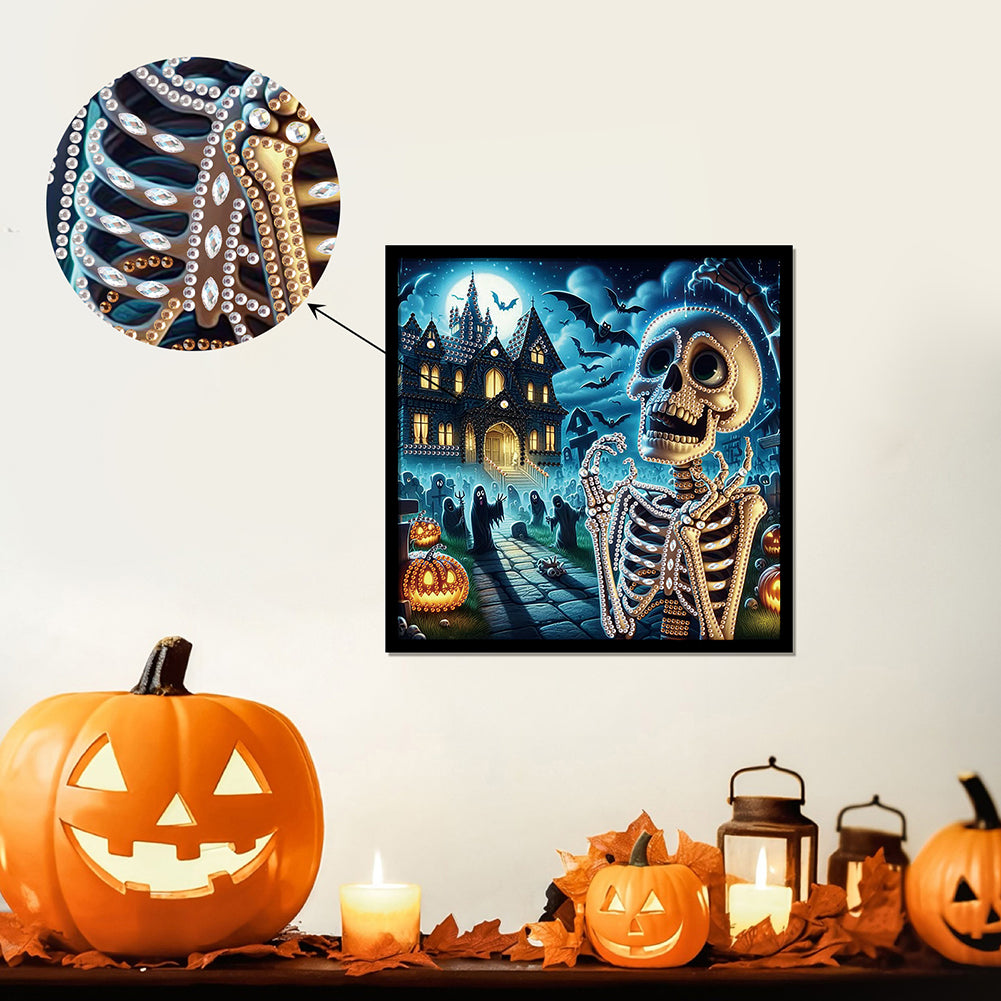 Halloween Skeleton - Special Shaped Drill Diamond Painting 30*30CM