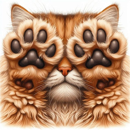 Face-Covering Kitten - 18CT Stamped Cross Stitch 25*25CM