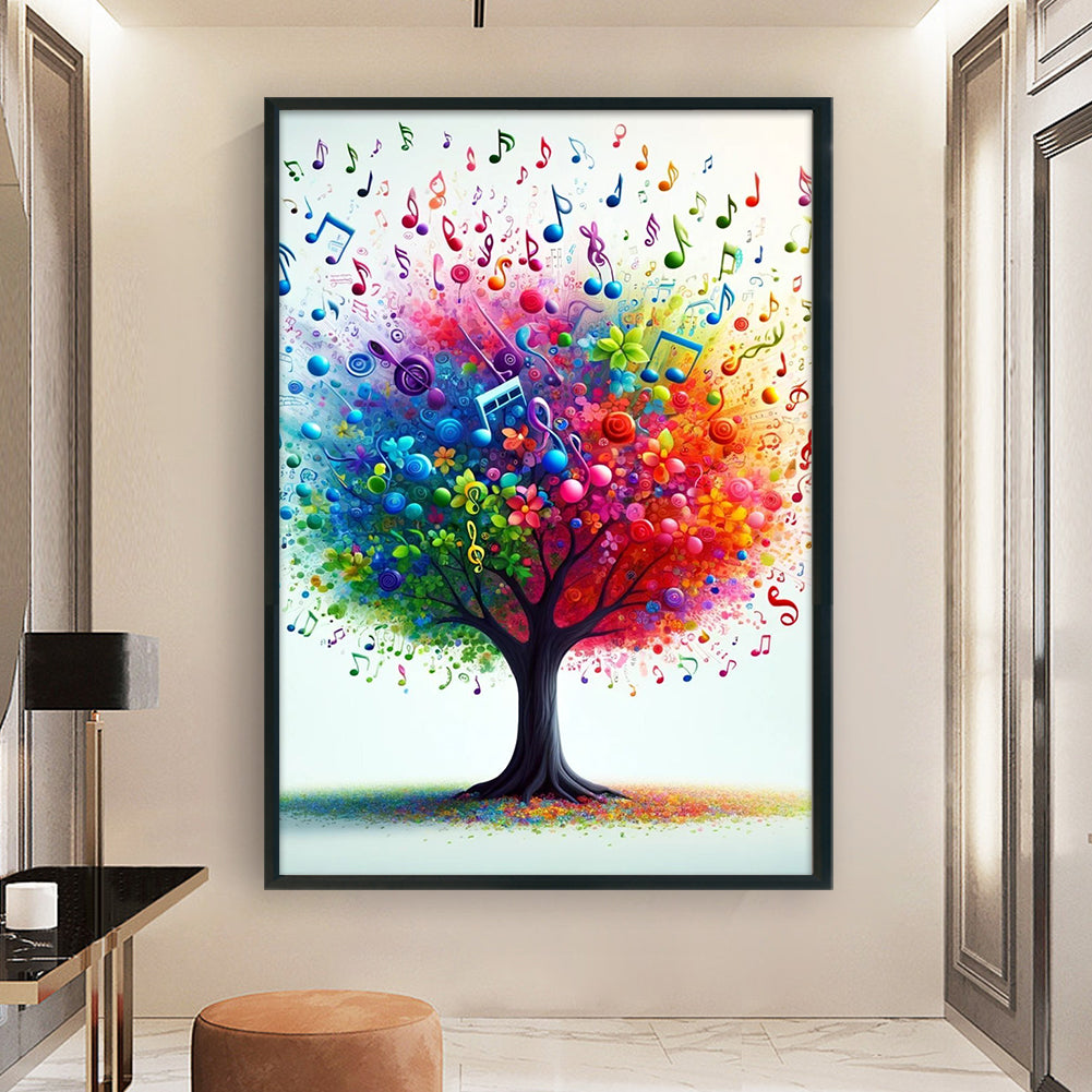 Colorful Musical Note Tree - 11CT Stamped Cross Stitch 40*60CM