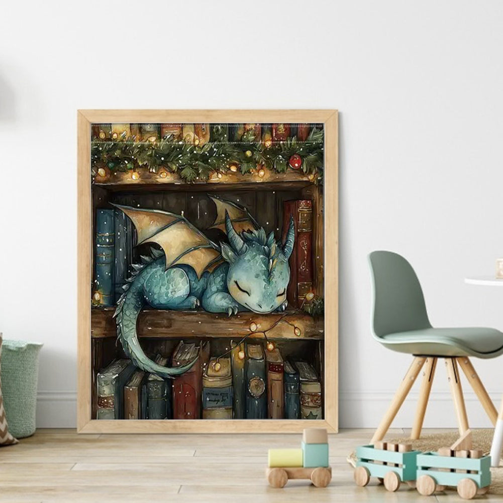 Books And Dragon - 11CT Stamped Cross Stitch 40*50CM