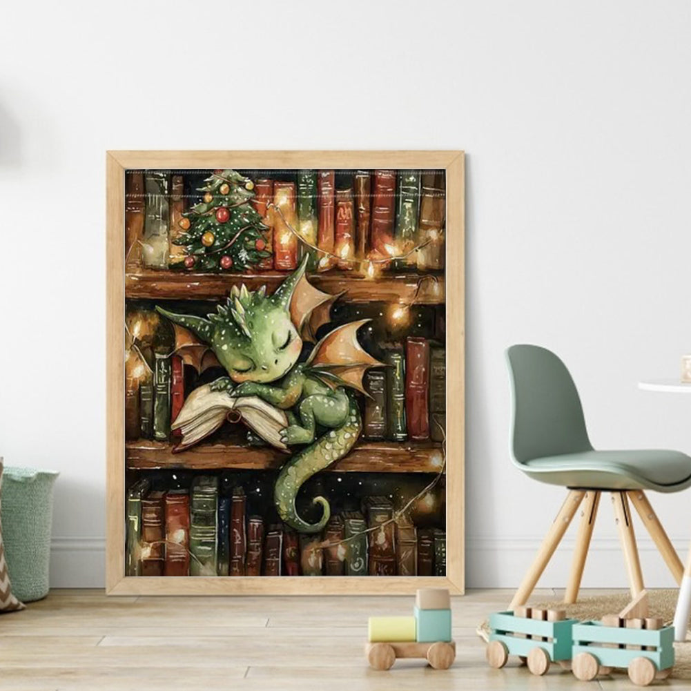 Books And Dragon - 11CT Stamped Cross Stitch 40*50CM