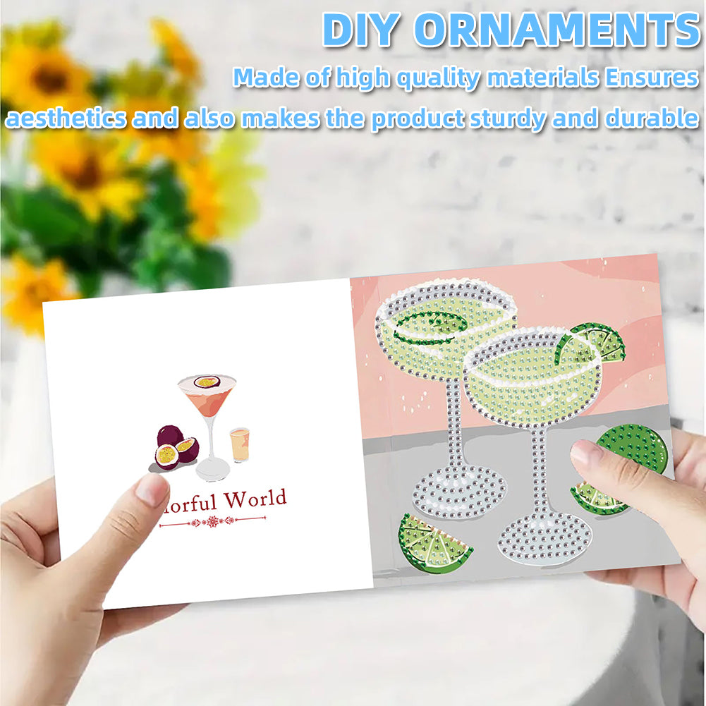 6PCS DIY Diamond Art Greeting Cards Cup Theme Congratulations Cards & Gifts