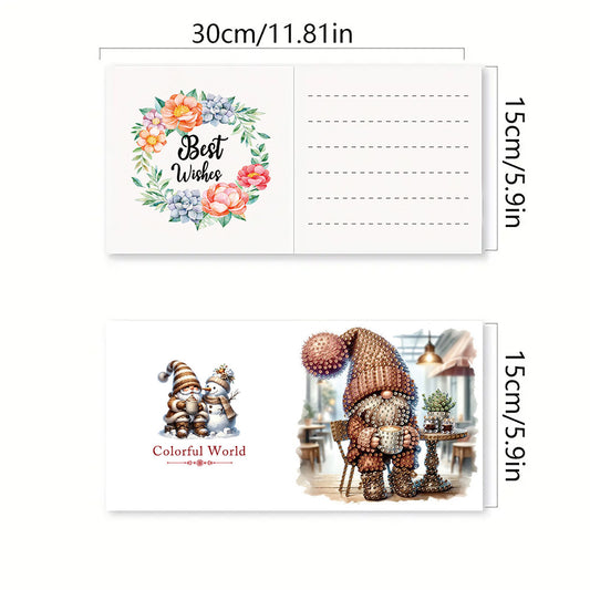 6PCS DIY Diamond Art Greeting Cards Winter Gnome Congratulations Cards & Gifts