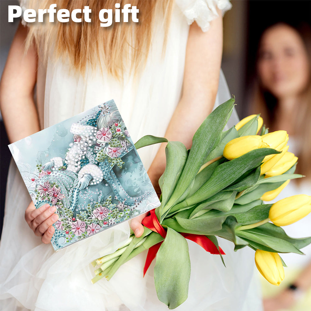 6PCS DIY Diamond Art Greeting Cards Santa Claus Congratulations Cards Gifts