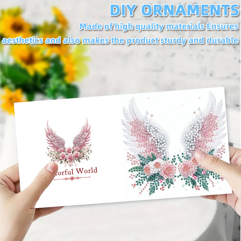 6PCS DIY Diamond Art Greeting Cards Flower Wings Congratulations Cards & Gifts