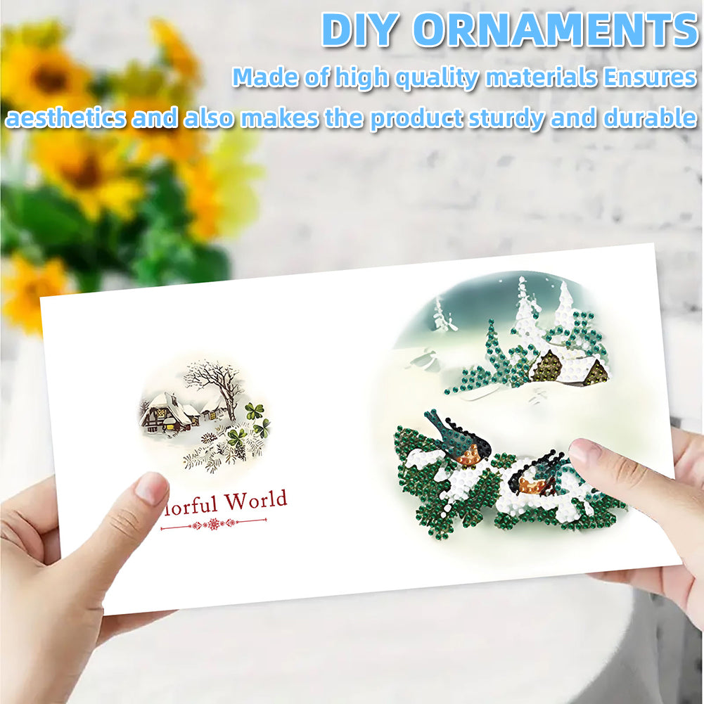 6PCS DIY Diamond Art Greeting Cards Landscape Theme Congratulations Cards Gifts