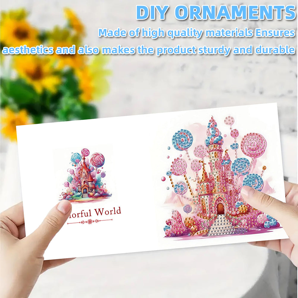 6PCS DIY Diamond Art Greeting Cards Candy Castle Congratulations Cards & Gifts