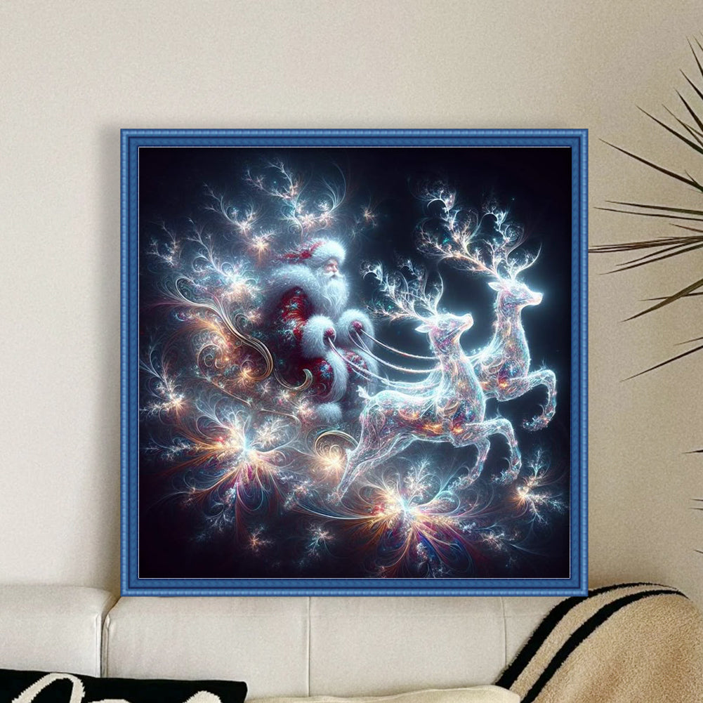 Santa Claus And Elk - 11CT Stamped Cross Stitch 50*50CM