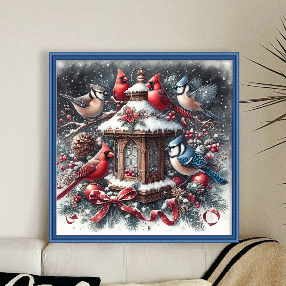 Christmas Lights And Birds - 11CT Stamped Cross Stitch 40*40CM