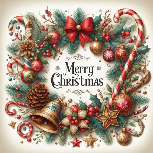 Christmas Candy Wreath - 11CT Stamped Cross Stitch 40*40CM