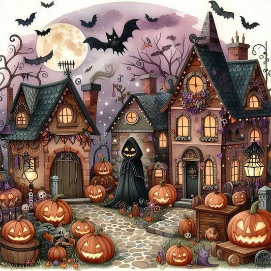 Halloween Haunted House - 11CT Stamped Cross Stitch 40*40CM