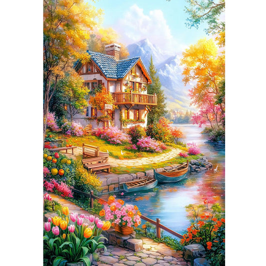 Lake Como Holiday - 11CT Stamped Cross Stitch 50*70CM(Mona Lisa Brand)