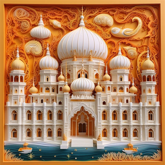 Paper Quilling Taj Mahal - 14CT Stamped Cross Stitch 40*40CM