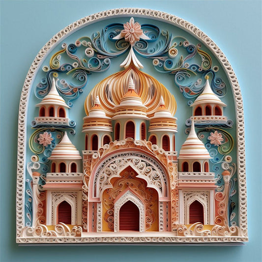 Paper Quilling Castle - 14CT Stamped Cross Stitch 40*40CM