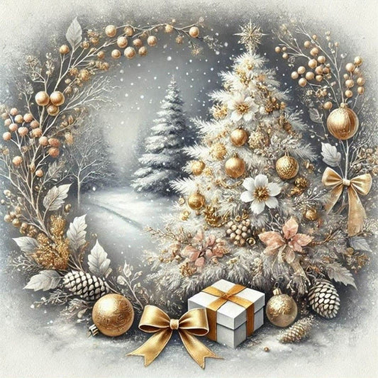 Christmas Snow Scene - 14CT Stamped Cross Stitch 40*40CM