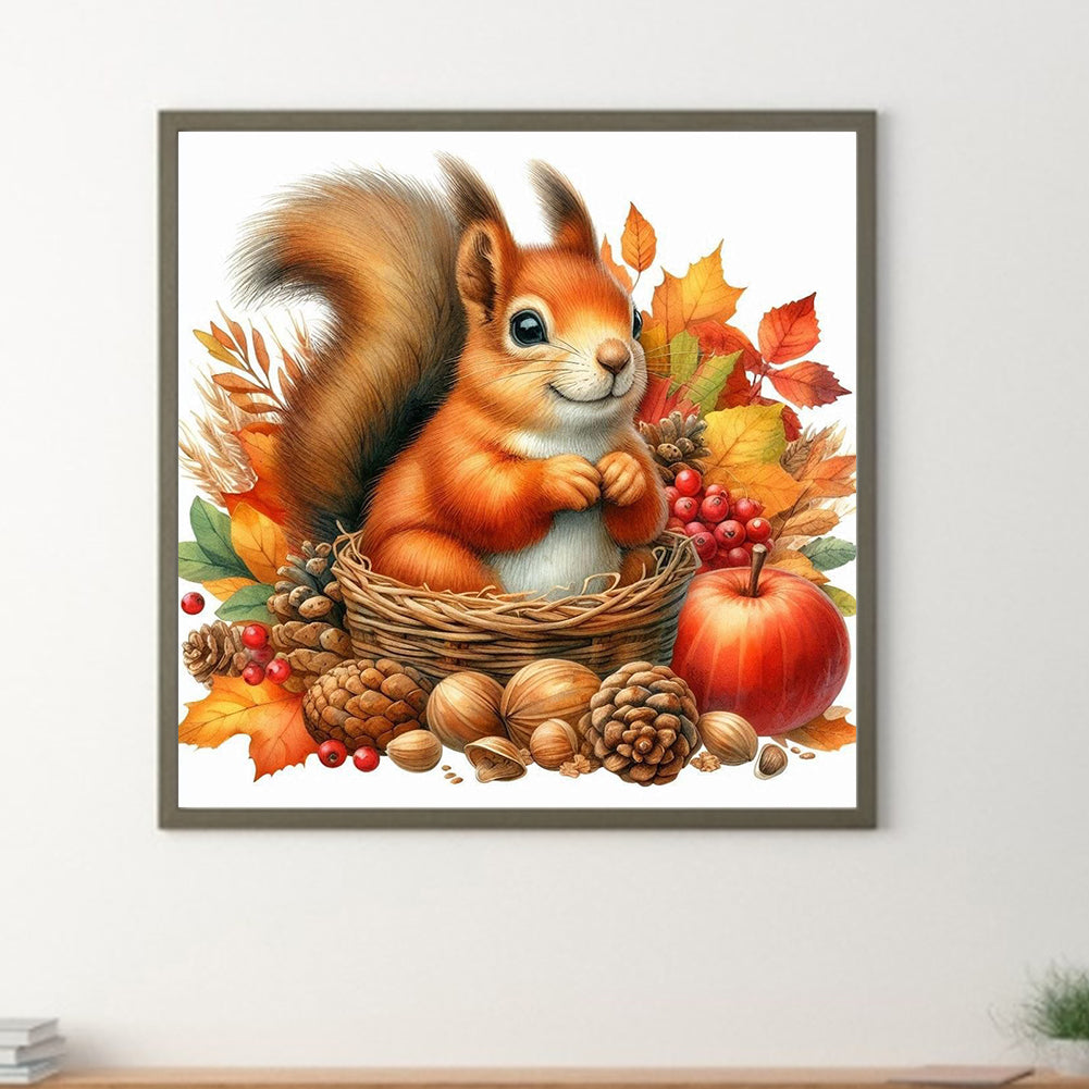 Autumn Squirrel - Full Round Drill Diamond Painting 40*40CM