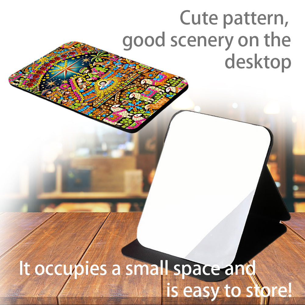 DIY Diamond Art Shiny Crystal Mirror Lightweight Standing Makeup Mirror (Prayer)