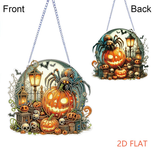 Halloween Pumpkin 2D Flat DIY Diamond Art Pendant Wall Decor for Home & Windows