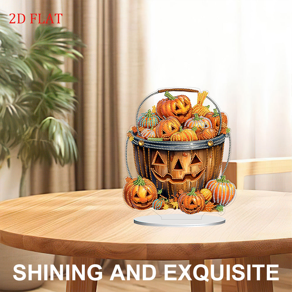 2D Flat Halloween Pumpkin Print DIY Diamond Painting Desktop Ornaments Decor Kit