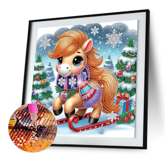Christmas Pony - Special Shaped Drill Diamond Painting 30*30CM