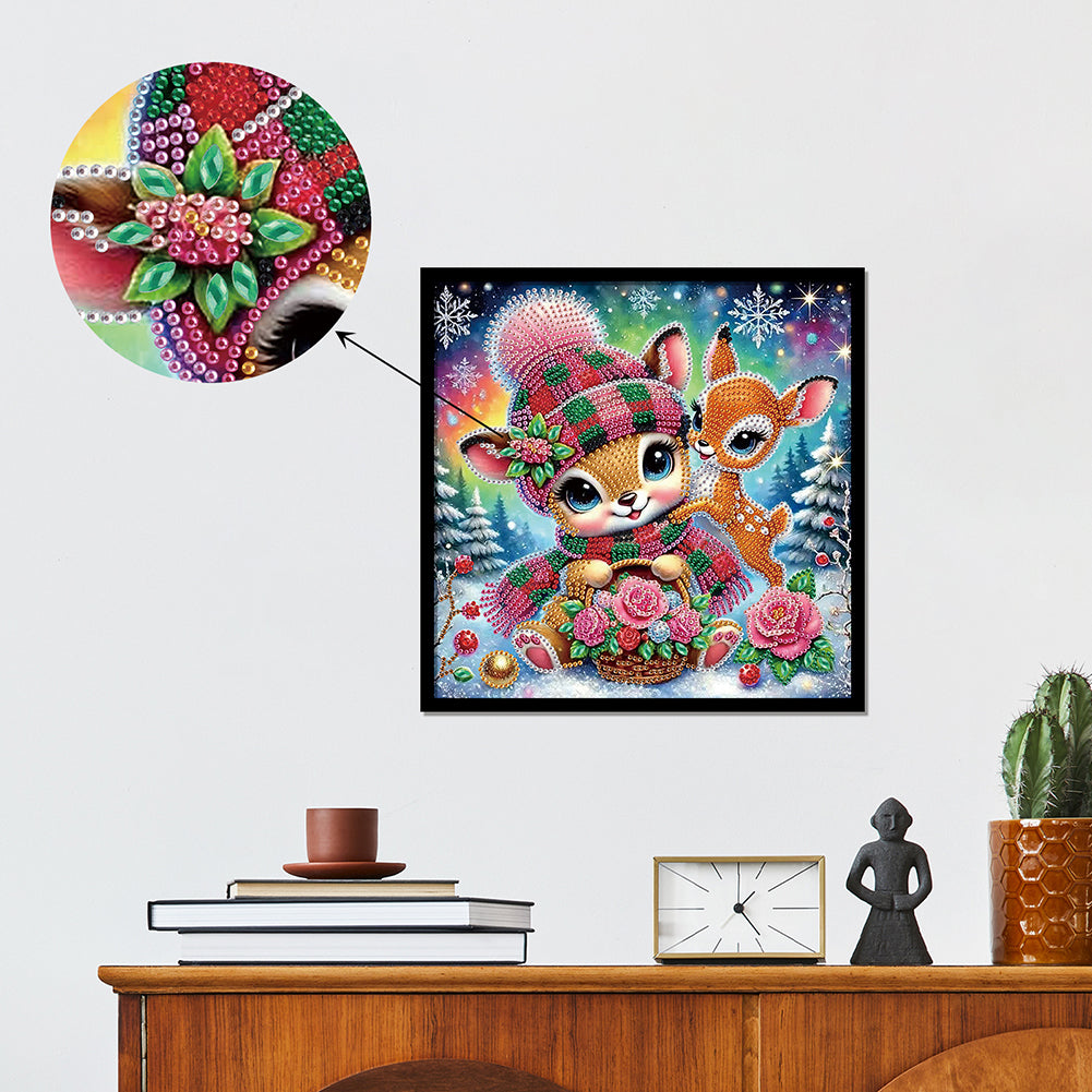 Christmas Atmosphere Deer - Special Shaped Drill Diamond Painting 30*30CM