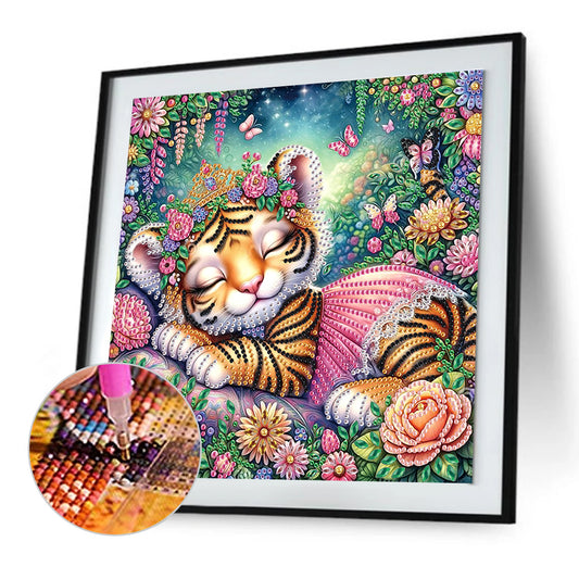Cartoon Tiger - Special Shaped Drill Diamond Painting 30*30CM