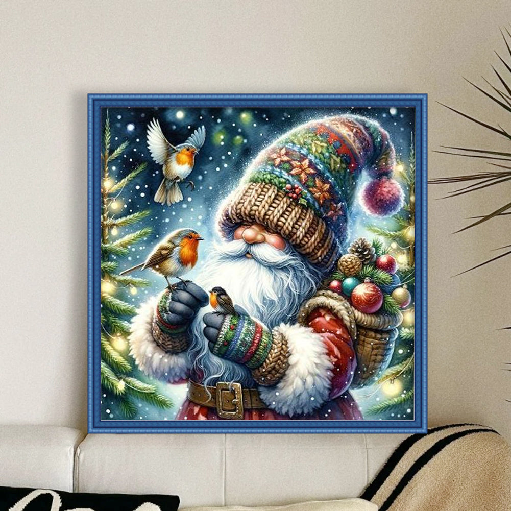 Gnome And Bird - 11CT Stamped Cross Stitch 40*40CM
