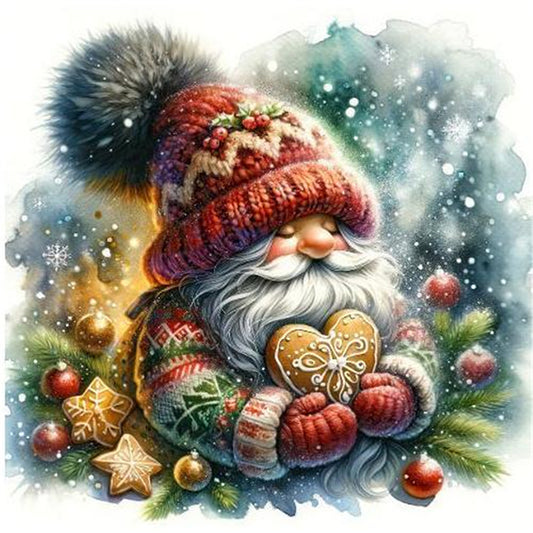 Gnome Holding Cookies - 11CT Stamped Cross Stitch 40*40CM