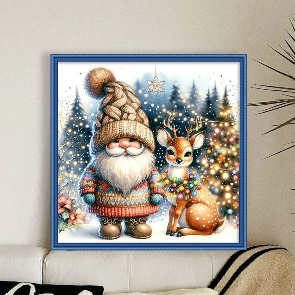Gnome And Elk - 11CT Stamped Cross Stitch 40*40CM