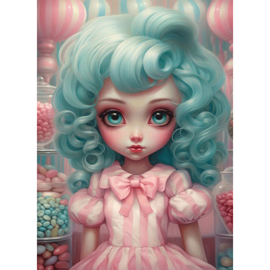 Big-Eyed Girl - Partial AB Full Round Drill Diamond Painting 40*55CM