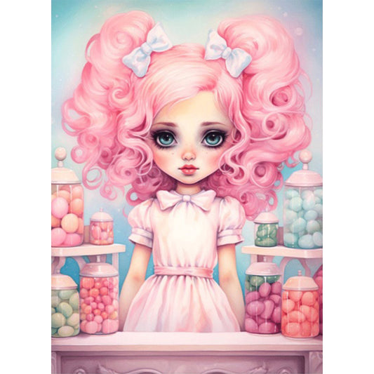 Big-Eyed Girl - Partial AB Full Round Drill Diamond Painting 40*55CM