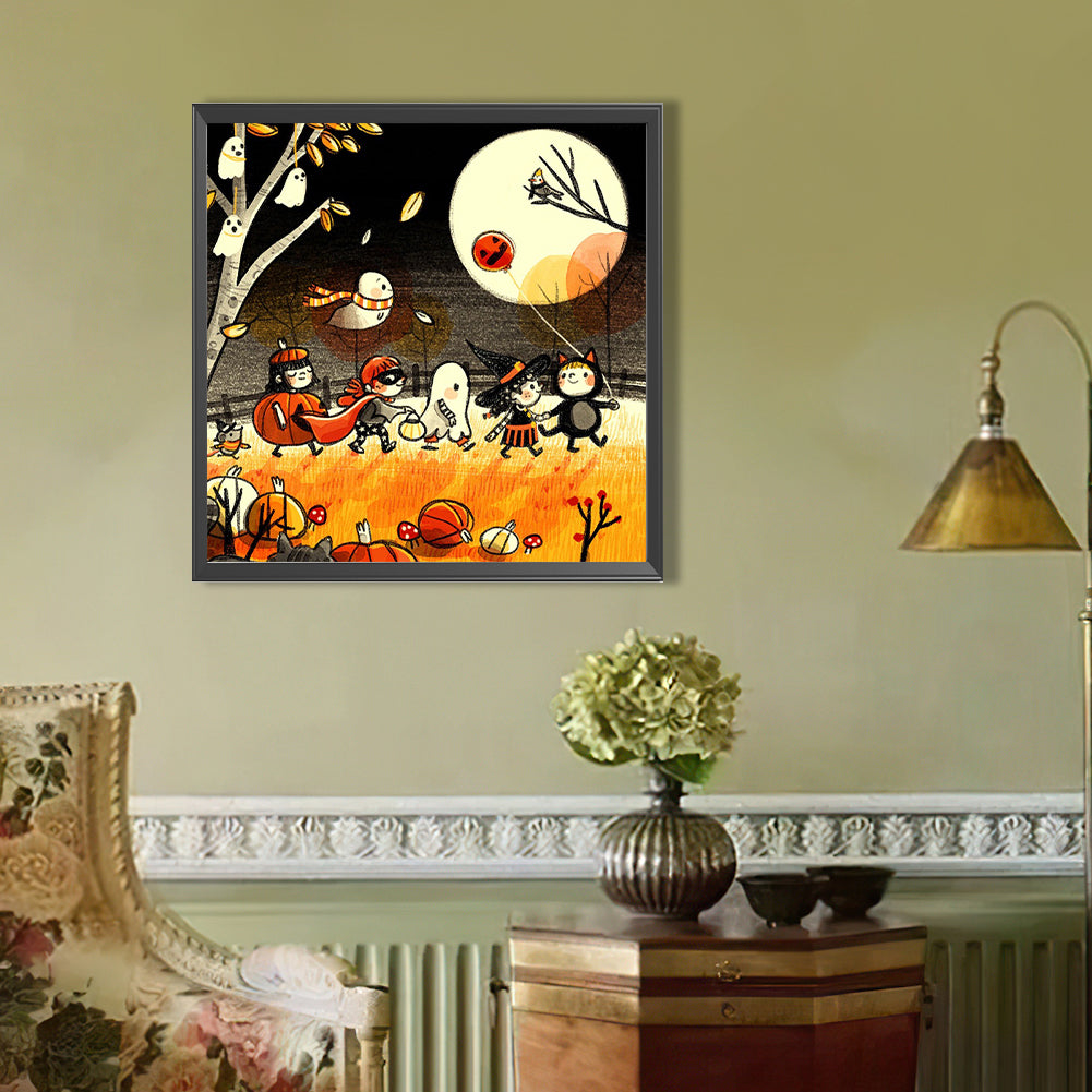 Autumn Halloween Trick-Or-Treaters - Partial AB Full Round Drill Diamond Painting 40*40CM