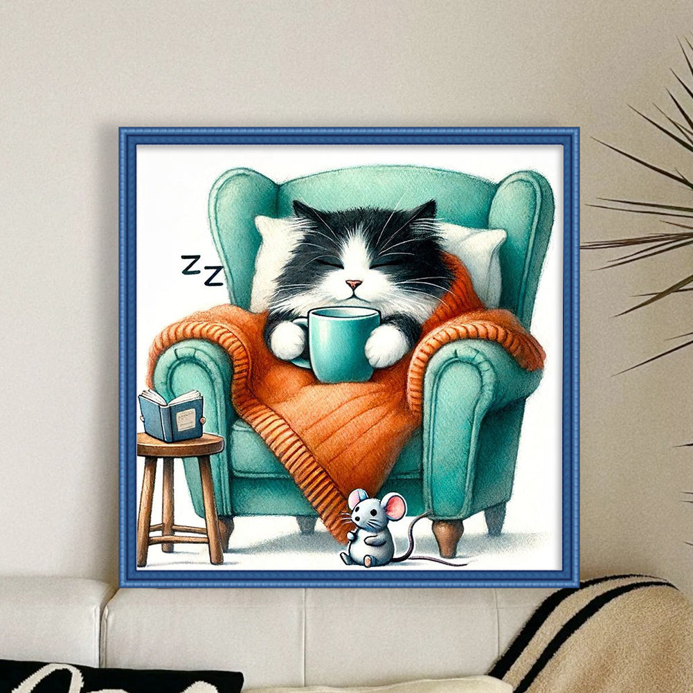 Kitten On The Sofa - 11CT Stamped Cross Stitch 40*40CM