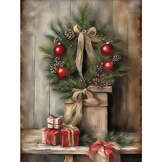 Christmas Wreath - 11CT Stamped Cross Stitch 40*53CM