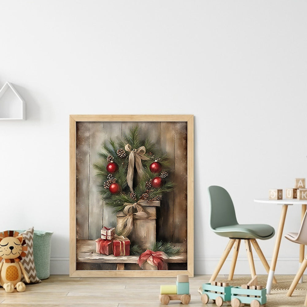 Christmas Wreath - 11CT Stamped Cross Stitch 40*53CM