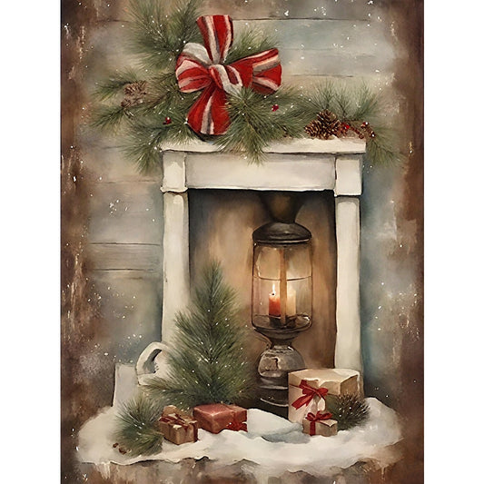 Christmas Fireplace - 11CT Stamped Cross Stitch 40*53CM