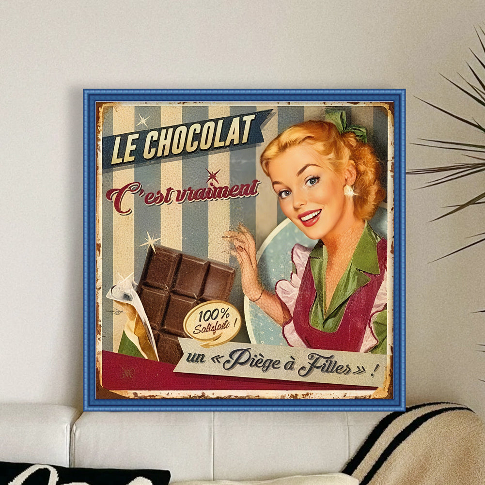 Retro Billboard - 11CT Stamped Cross Stitch 40*40CM