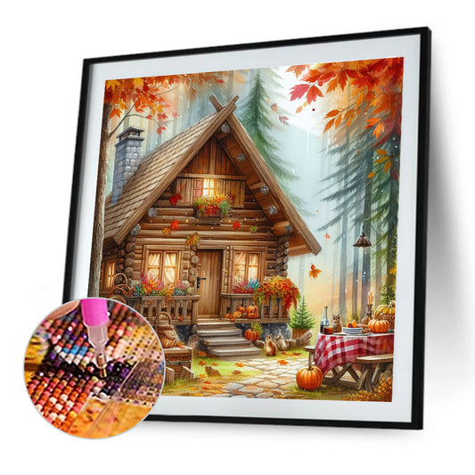 Autumn Cabin - Full Round Drill Diamond Painting 40*40CM