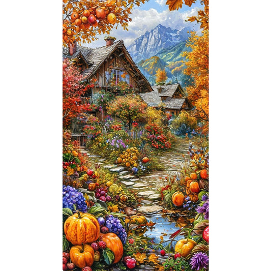 Autumn Cabin - Full Round Drill Diamond Painting 40*70CM