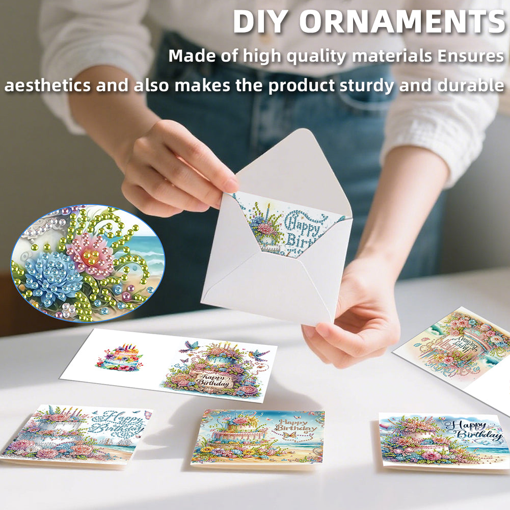 6PCS DIY Diamond Art Greeting Cards Congratulations Cards & Gifts (Happy)