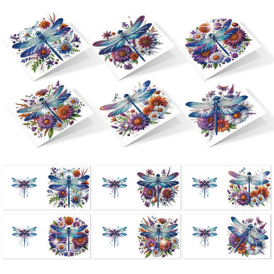 6PCS DIY Diamond Art Greeting Cards Congratulations Cards & Gifts (Dragonfly)