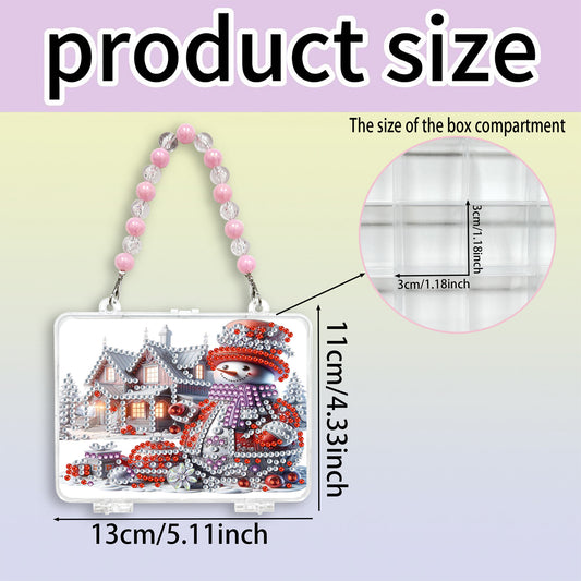 DIY Diamond Painting Bead Storage Handbag Rhinestones Jewelry Case (Snowman)