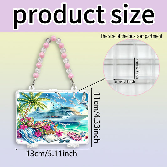 DIY Diamond Painting Bead Storage Handbag Rhinestones Jewelry Case (Yacht)