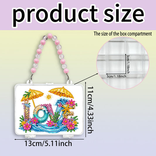 DIY Diamond Painting Bead Storage Handbag Rhinestones Jewelry Case (Love)